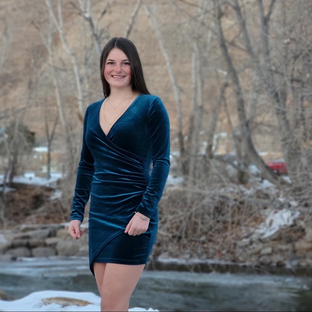 Blue green bodycon dress